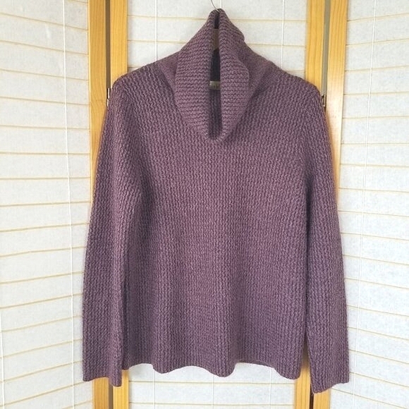 Mohair Blend Cowl Neck Sweater Size Medium Purple Textured - Picture 3 of 6